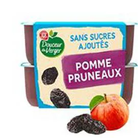 MARQUE REPÈRE, DOUCEUR DU VERGER Dessert fruitier pomme pruneaux 4x100g
