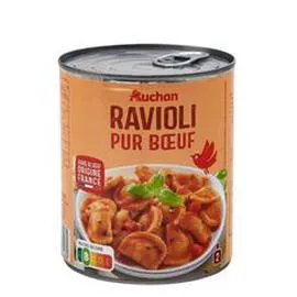 AUCHAN Ravioli pur boeuf viande bovine origine France 800g