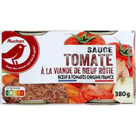 AUCHAN Sauce tomate à la viande de boeuf rôtie origine France 380g
