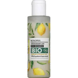 MONOPRIX Déodorant certifie bio, eco recharge, parfum citron et thé 10cl