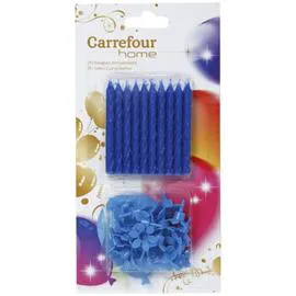 CARREFOUR HOME Bougie anniversaire classic, bleues x20