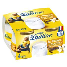 NESTLÉ, LA LAITIÈRE Yaourt au lait entier vanille arôme naturel 4x125g