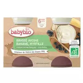 BABYBIO Petit pot brassé avoine banane et myrtille bio dès 6 mois 2x130g