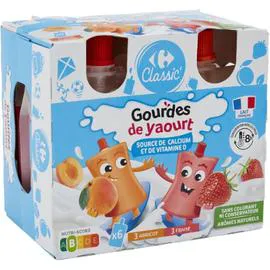 CARREFOUR CLASSIC' Yaourt à boire fraise abricot 6x90g