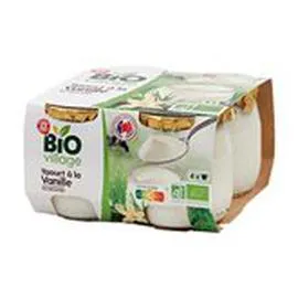 MARQUE REPÈRE, BIO VILLAGE Yaourt Bio Vanille 4x125g