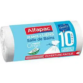 ALFAPAC Sacs poubelle 10l pour la salle de bain avec liens x25