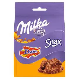 MILKA Chocolat au lait et aux éclats de Daim Snax 145g