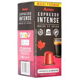 AUCHAN Capsule de café espresso intense intensité 10 compatibles Nespresso 16x6,5g
