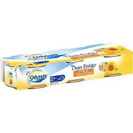 ODYSSÉE Thon entier à l'huile de tournesol 3x52g