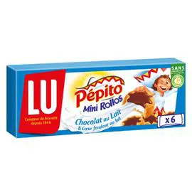 LU, PÉPITO Biscuits fourrés et nappés au chocolat au lait Mini Rollos Pepito 225g