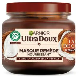 GARNIER, ULTRA DOUX Masque Cheveux Remède Nourissant Cheveux Secs Lait de Coco 340ml