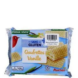 AUCHAN MIEUX VIVRE Gaufrettes vanille sans gluten 125g