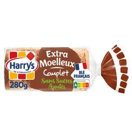HARRYS Pain de mie Complet Extra-Moelleux Sans Sucres Ajoutés 280g