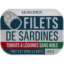 MONOPRIX Filets de sardines tomate & légumes, sans huile 50g