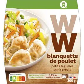 WW, WEIGHT WATCHERS Plat cuisiné blanquette poulet riz légumes 300g