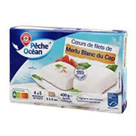MARQUE REPÈRE, PÊCHE OCÉAN Coeurs filets merlu 4 à 5 pièces 400g