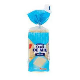 AUCHAN Pain de mie nature sans croûte sans huile de palme 500g