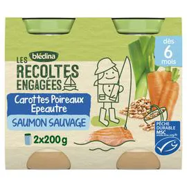 BLÉDINA Carottes poireaux epeautre saumon sauvage - dès 6 mois 400g
