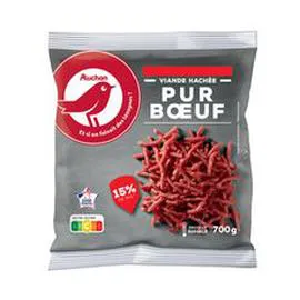AUCHAN Viande hachée 100% pur boeuf 15% MG 700g