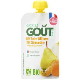GOOD GOÛT Déssert bébé dès 4 mois, poire Williams Clémentine Bio 120g