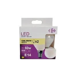 CARREFOUR Ampoule LED Fil sphérique - 60W - E14 x2