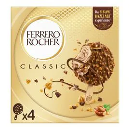 FERRERO, FERRERO ROCHER Glaces bâtonnets noisettes enrobées chocolat au lait 200g