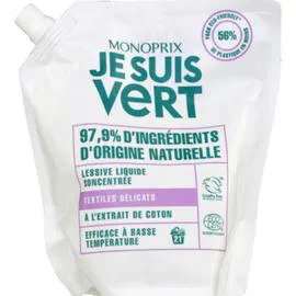 MONOPRIX JE SUIS VERT Lessive liquide concentrée pour textiles délicats 750ml
