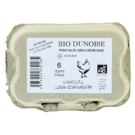 BIODUNOISE Oeufs Frais Cal 43/53 Bio x6