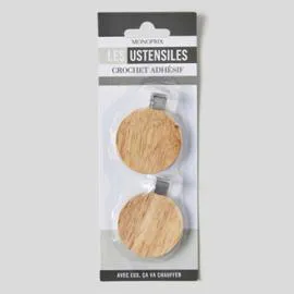 MONOPRIX MAISON 2 Crochets Ronds En Bois l'unité