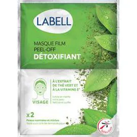 LABELL Masque film Peel-Off Détoxifiant thé vert et vitamine E 2x6ml