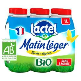LACTEL, MATIN LÉGER Lait Bio Sans Lactose Entier 6x1l