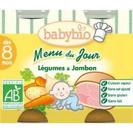 BABYBIO Petits pots Bio Légumes jambon - 8mois 2x200g