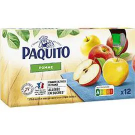 PAQUITO Compote de pomme allégée en sucres 12x90g