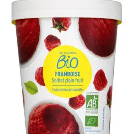 MONOPRIX BIO ORIGINES Sorbet framboise plein fruit bio 334g