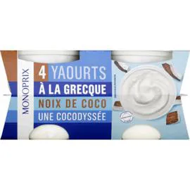 MONOPRIX Yaourts à la grecque noix de coco 4x150g