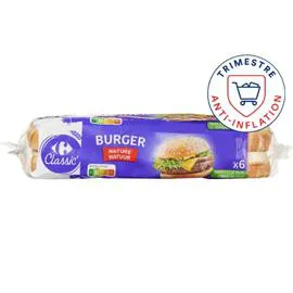 CARREFOUR CLASSIC' Pains spéciaux Burger nature 6x55g