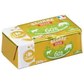 CARREFOUR CLASSIC' Beurre doux 60% MG 250g