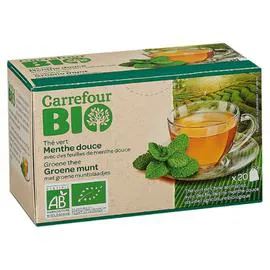 CARREFOUR BIO Thé vert bio menthe douce 20x1,6g