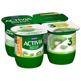 DANONE, ACTIVIA Yaourt aux fruits bifidus kiwi 4x125g