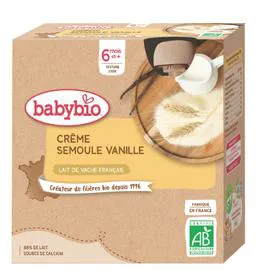 BABYBIO Desserts bébé dès 6 mois semoule vanille 4x85g