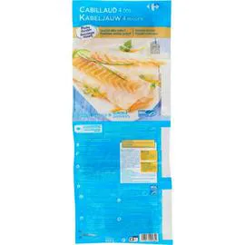 CARREFOUR Dos de cabillaud 4x115g