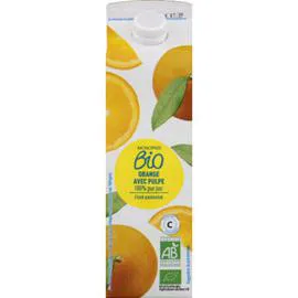 MONOPRIX BIO 100 % pur jus d'orange, avec pulpe, bio 1l