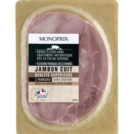 MONOPRIX Jambon cuit qualité supérieure sans couenne 80g