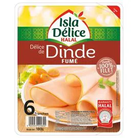 ISLA DÉLICE Blanc de dinde halal fumés 180g