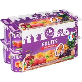 CARREFOUR CLASSIC' Yaourt aux fruits avec morceaux 0% MG 16x125g