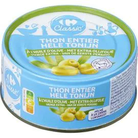 CARREFOUR Thon entier à l'huile d'olive vierge 104g