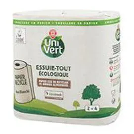 MARQUE REPÈRE, UNI VERT Essuie-tout 2 = 4 rouleaux x2