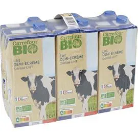 CARREFOUR BIO Lait bio demi-écrémé 6x1l