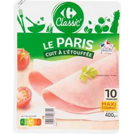 CARREFOUR CLASSIC' Jambon Le Paris cuit à l'étouffée 400g