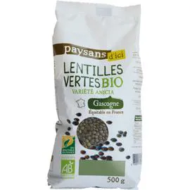ÉTHIQUABLE, PAYSANS D'ICI Lentilles vertes Anicia Bio Gascogne 500g